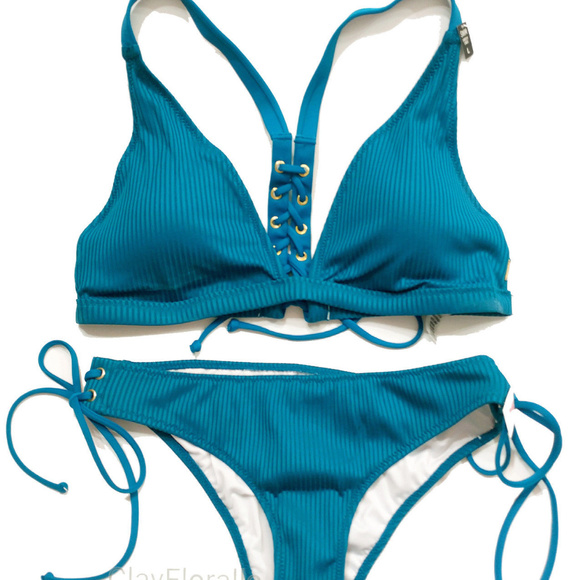 PINK Victoria's Secret Other - Victoria's secret Pink swim set teal Triangle Blue